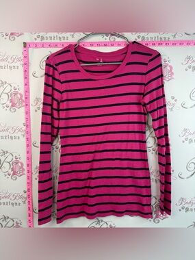 GAP long sleeve stretchy shirt Pink and Black Striped Long Sleeve Tee